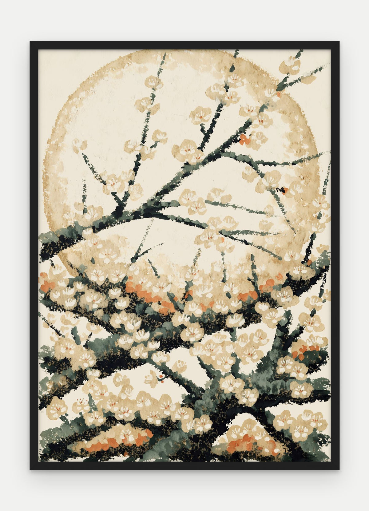 Plakat Śliwa w ramie, oprawa: drewno czarne, format 50 × 70 cm