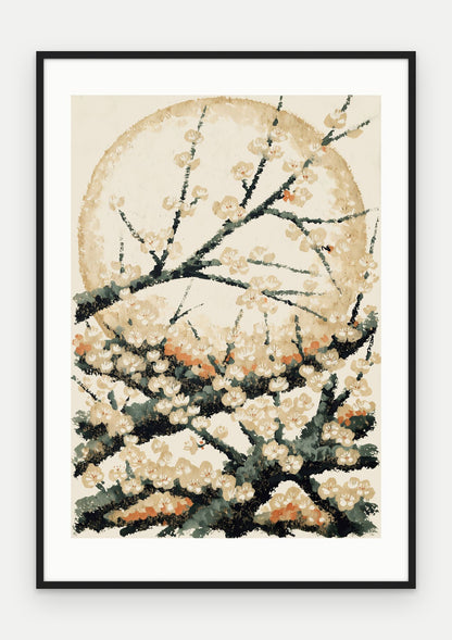 Plakat Śliwa w ramie, oprawa: drewno czarne, z passe-partout, format 70 × 100 cm