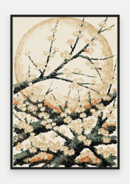 Plakat Śliwa w ramie, oprawa: drewno czarne, format 70 × 100 cm