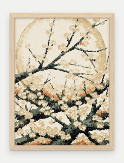Plakat Śliwa w ramie, oprawa: drewno naturalne, format 30 × 40 cm