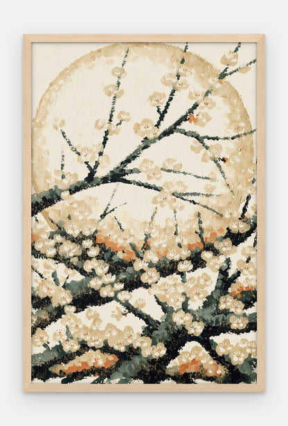 Plakat Śliwa w ramie, oprawa: drewno naturalne, format 40 × 60 cm