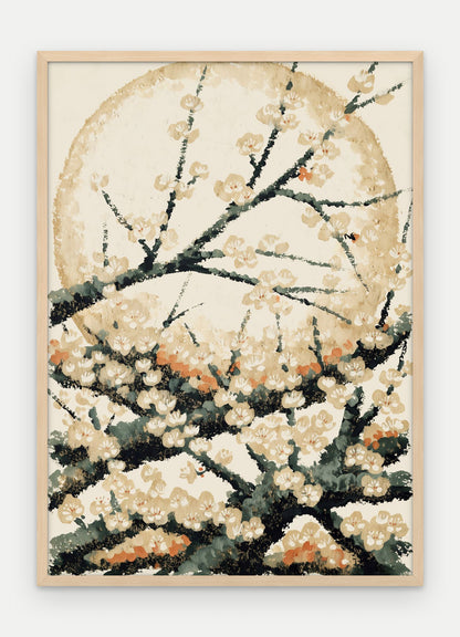 Plakat Śliwa w ramie, oprawa: drewno naturalne, format 50 × 70 cm