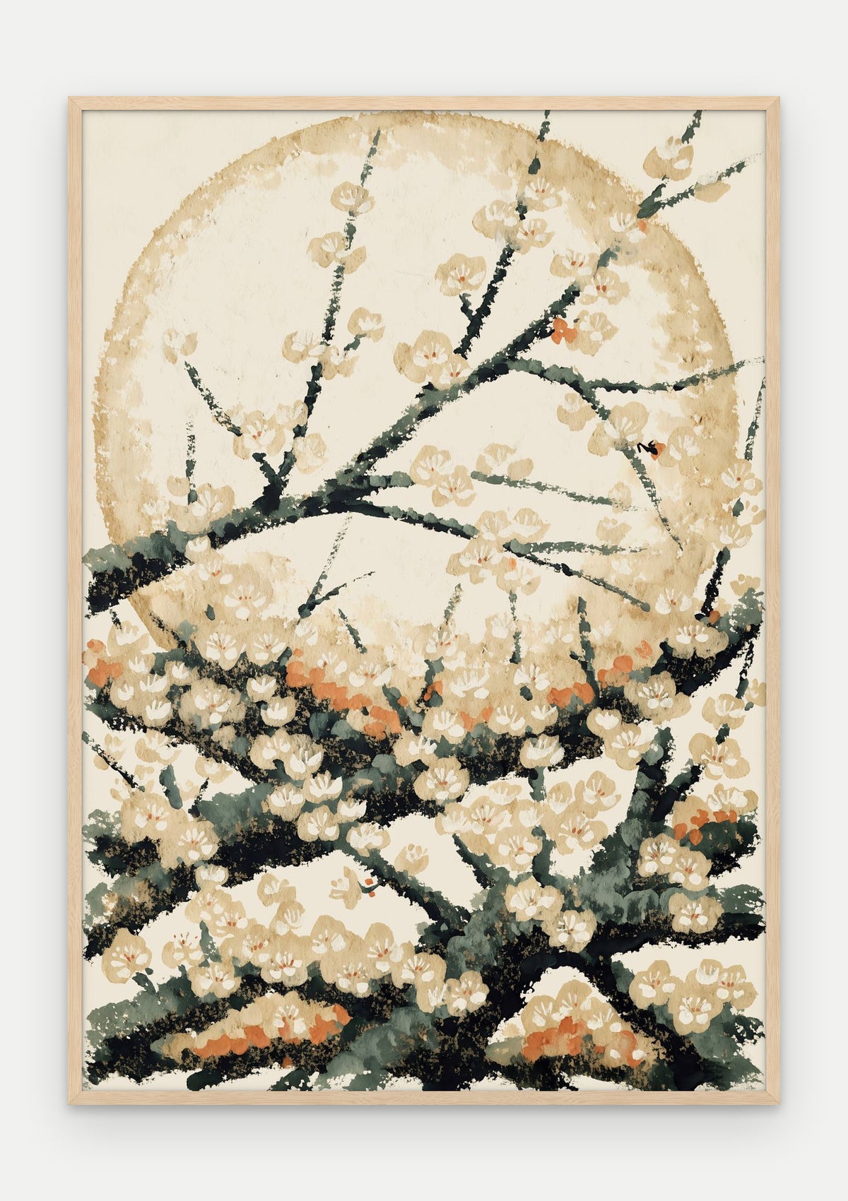 Plakat Śliwa w ramie, oprawa: drewno naturalne, format 70 × 100 cm