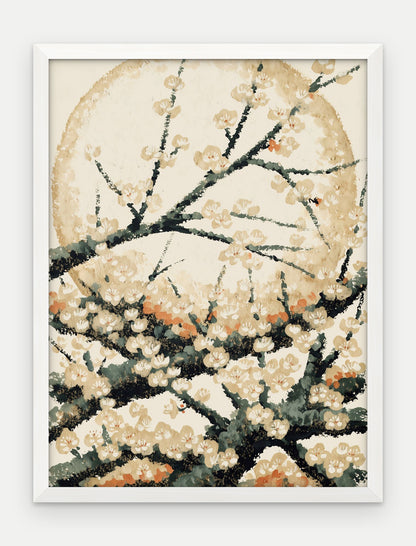 Plakat Śliwa w ramie, oprawa: drewno białe, format 30 × 40 cm