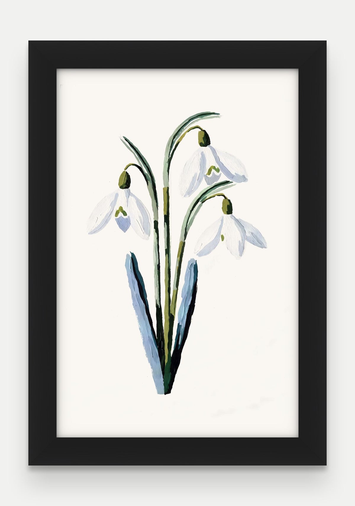 Obraz na płótnie Przebiśnieg w ramie, oprawa: drewno czarne, format 20 × 30 cm