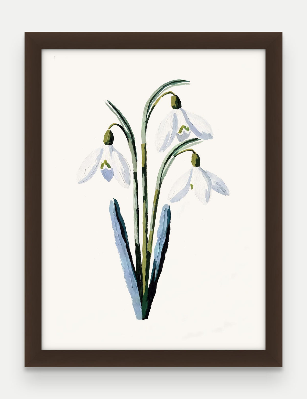 Obraz na płótnie Przebiśnieg w ramie, oprawa: drewno brązowe, format 30 × 40 cm
