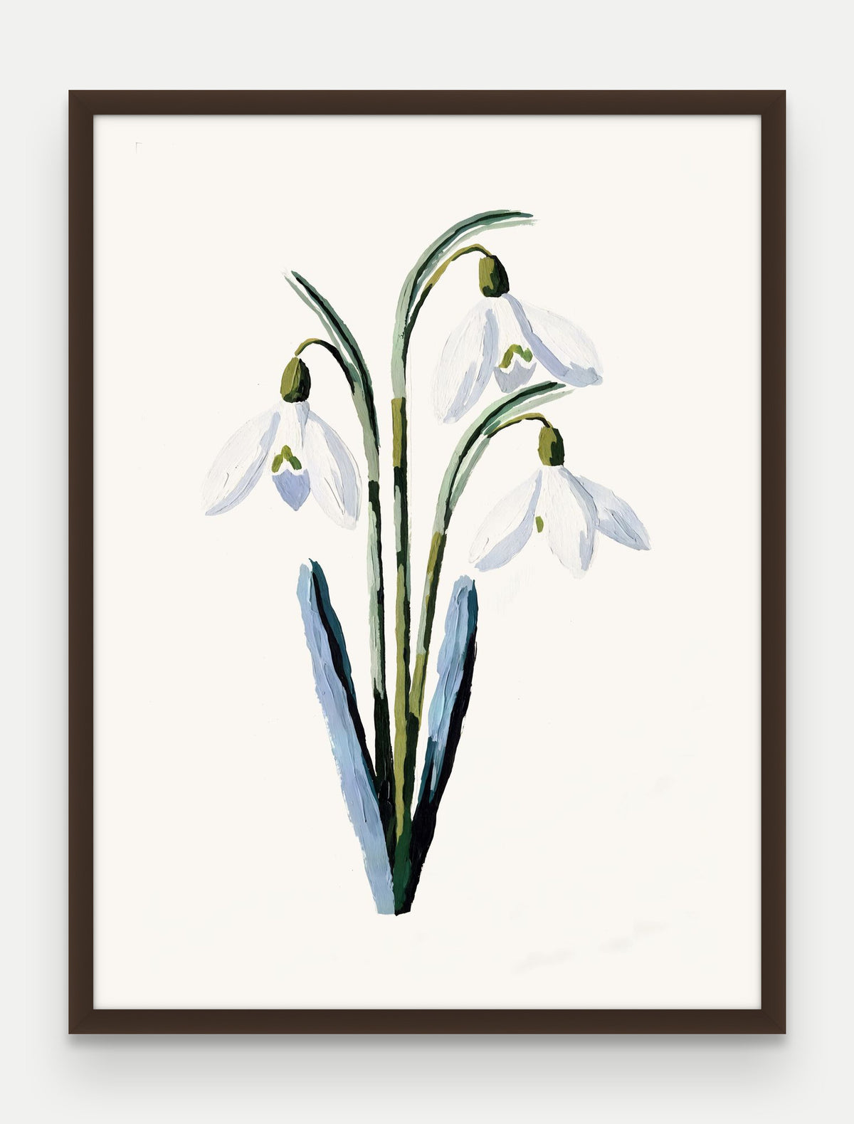 Obraz na płótnie Przebiśnieg w ramie, oprawa: drewno brązowe, format 60 × 80 cm