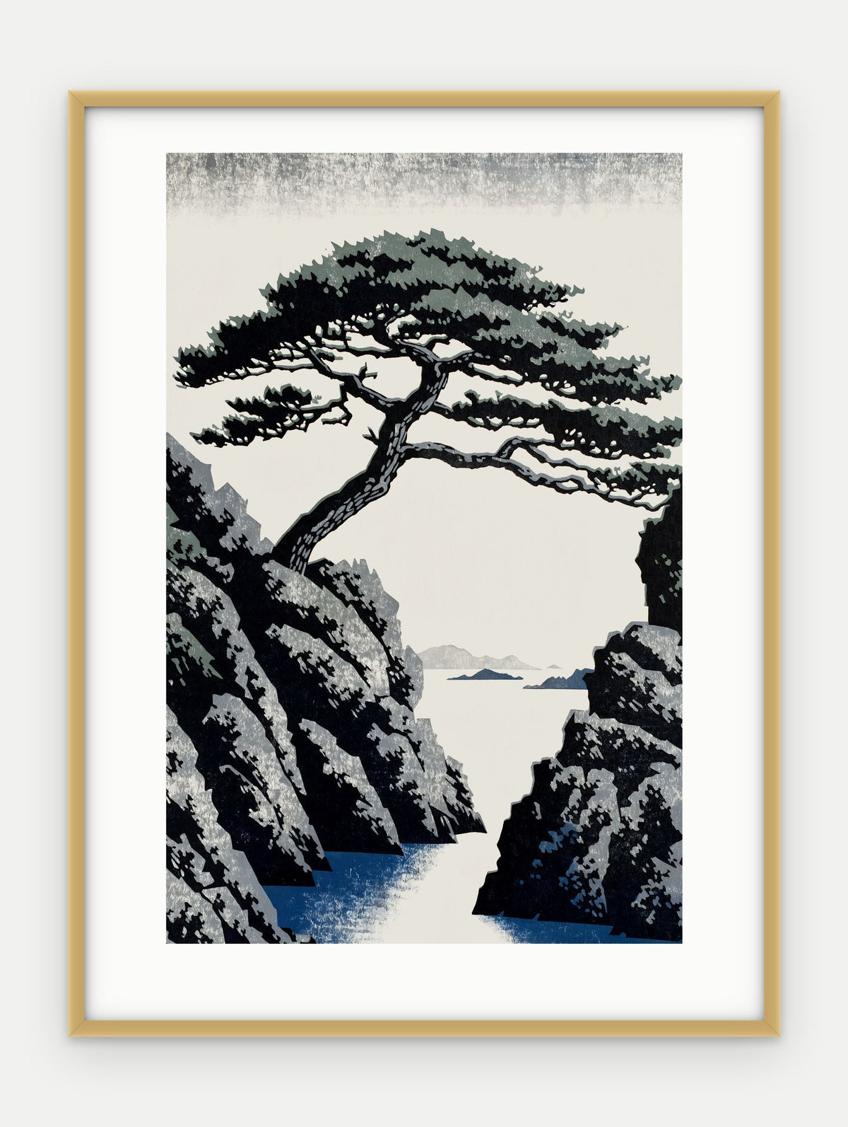 Plakat Sosna w ramie, oprawa: aluminium złote, z passe-partout, format 30 × 40 cm