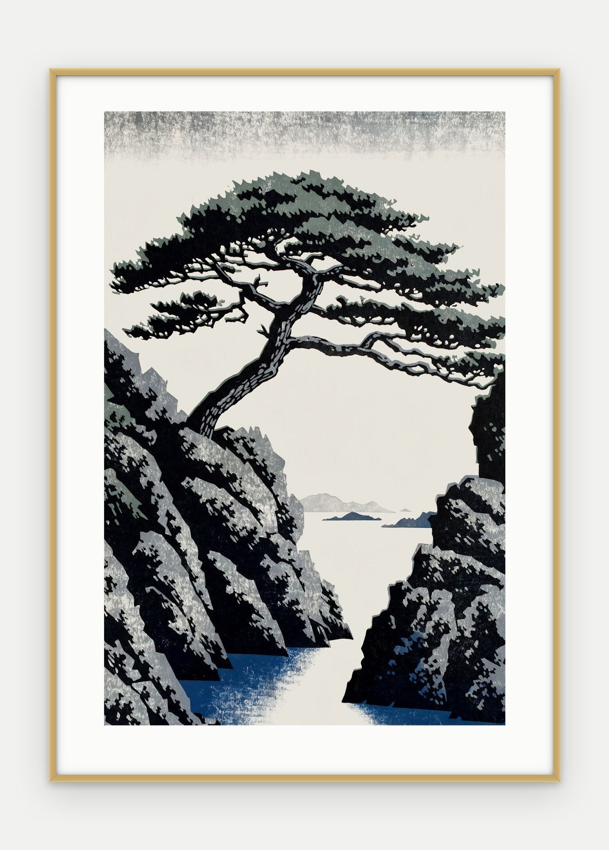 Plakat Sosna w ramie, oprawa: aluminium złote, z passe-partout, format 50 × 70 cm