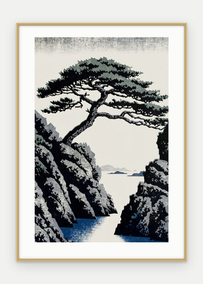 Plakat Sosna w ramie, oprawa: aluminium złote, z passe-partout, format 50 × 70 cm