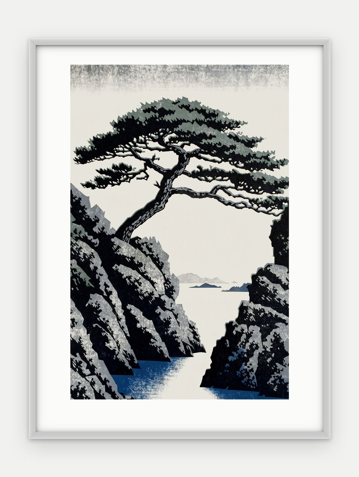 Plakat Sosna w ramie, oprawa: aluminium srebrne, z passe-partout, format 30 × 40 cm