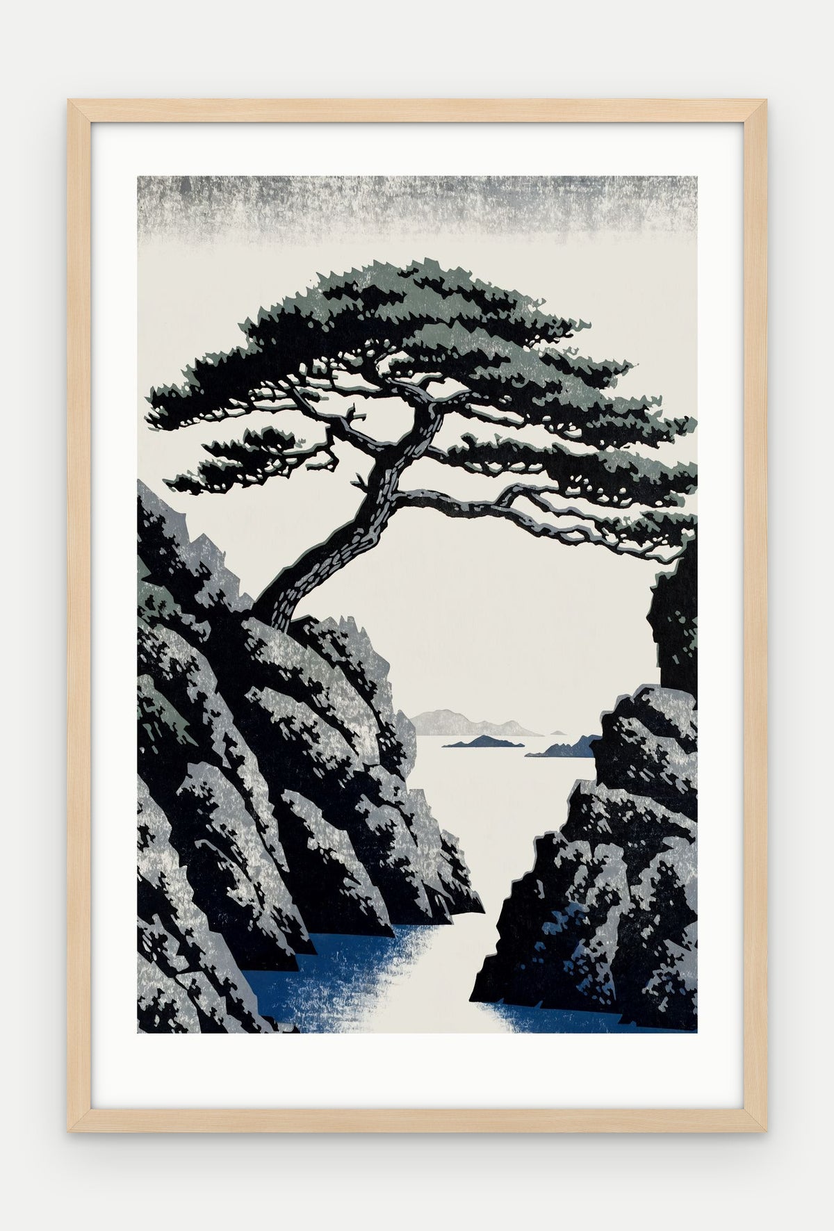 Plakat Sosna w ramie, oprawa: drewno naturalne, z passe-partout, format 40 × 60 cm