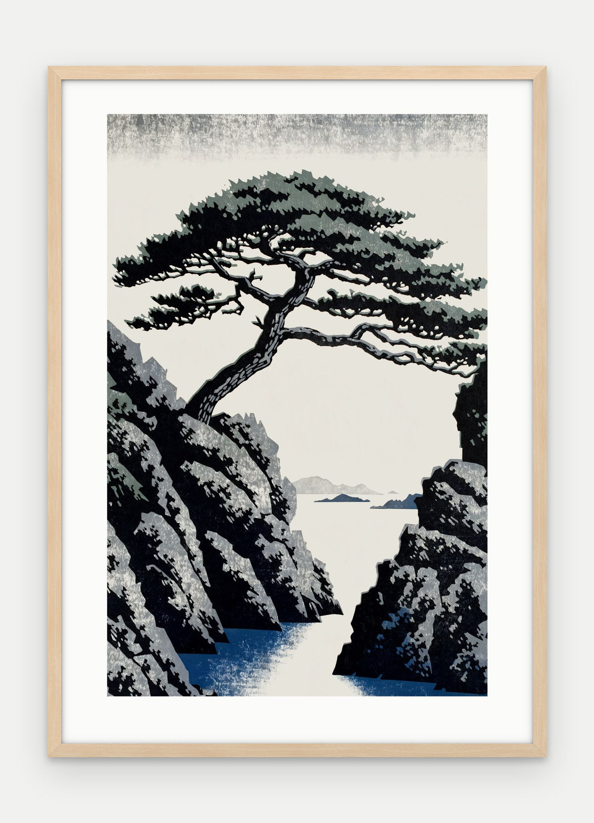 Plakat Sosna w ramie, oprawa: drewno naturalne, z passe-partout, format 50 × 70 cm