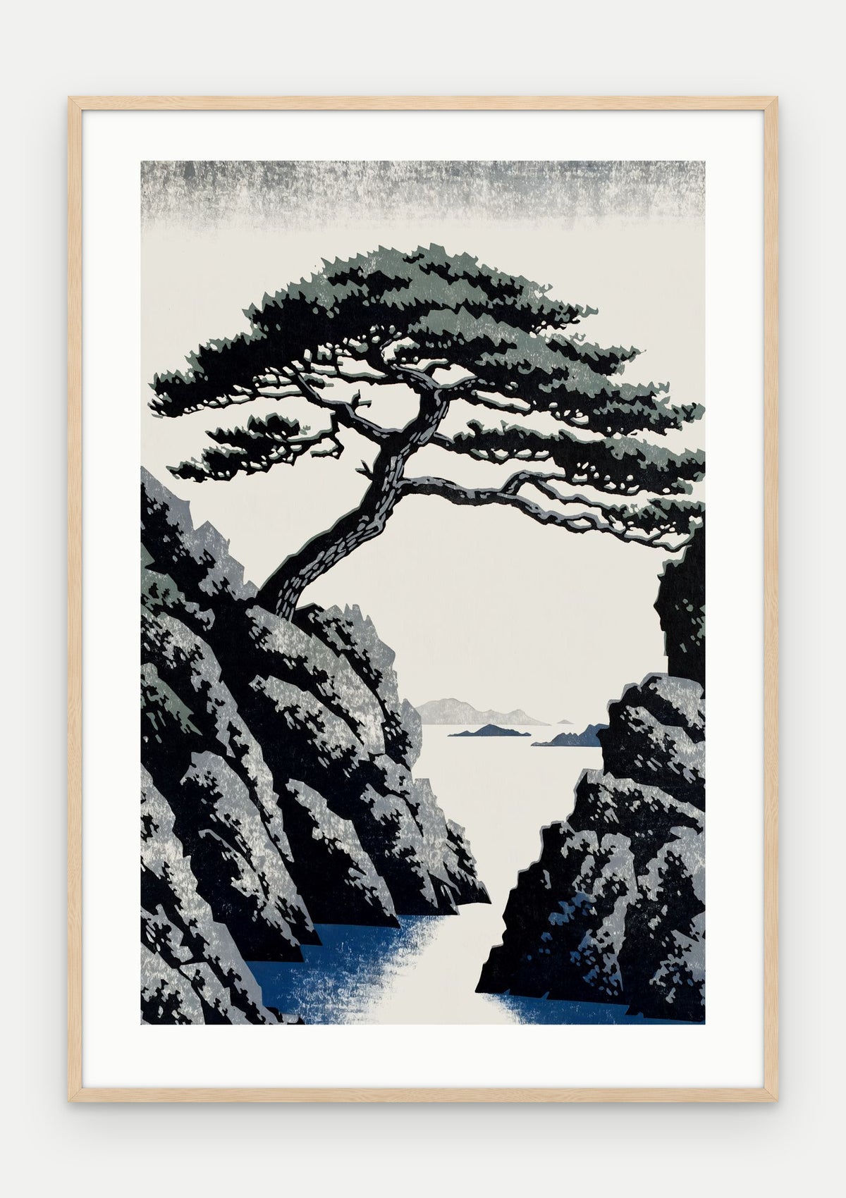 Plakat Sosna w ramie, oprawa: drewno naturalne, z passe-partout, format 70 × 100 cm