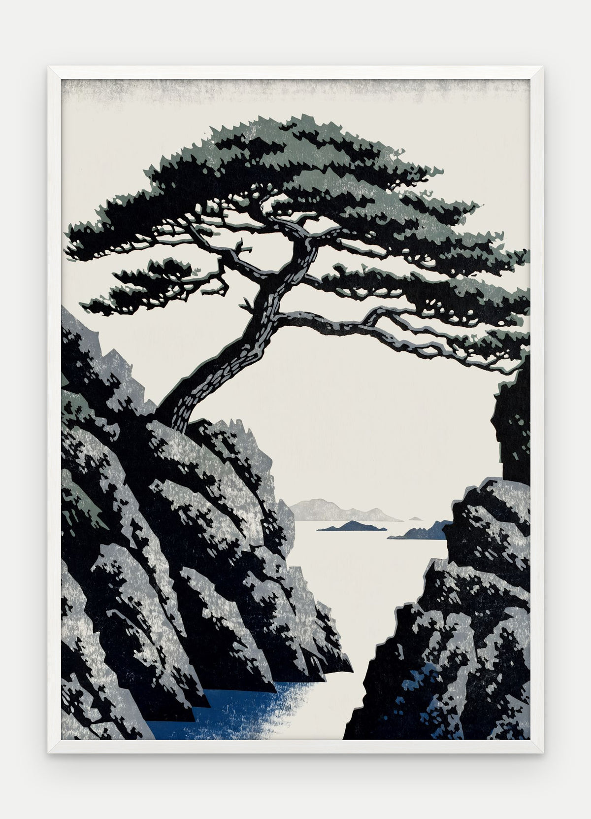 Plakat Sosna w ramie, oprawa: drewno białe, format 50 × 70 cm