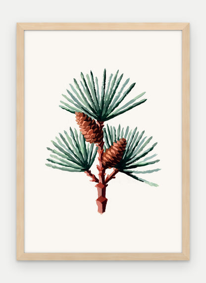 Plakat Sosna w ramie, oprawa: drewno naturalne, format 50 × 70 cm