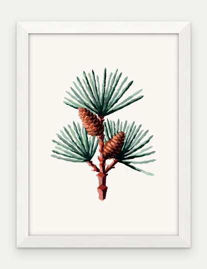 Plakat Sosna w ramie, oprawa: drewno białe, format 30 × 40 cm