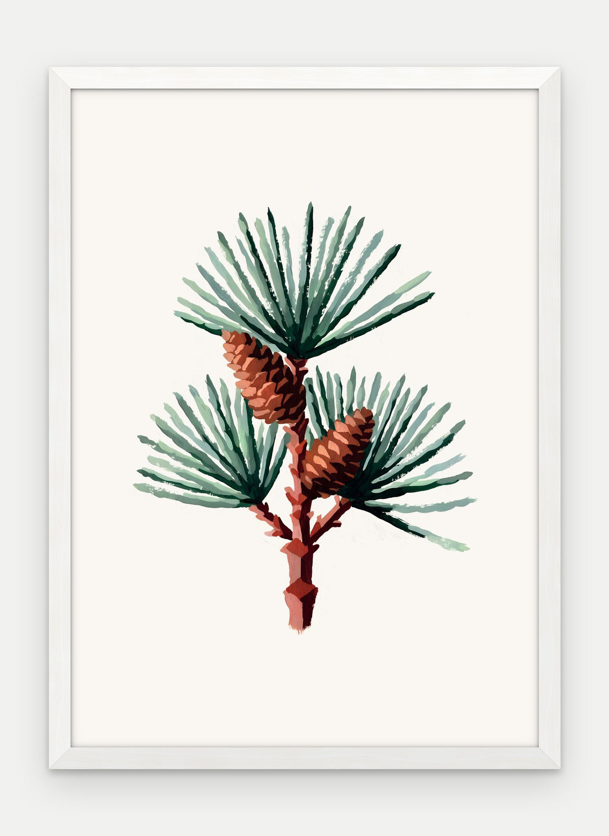 Plakat Sosna w ramie, oprawa: drewno białe, format 50 × 70 cm