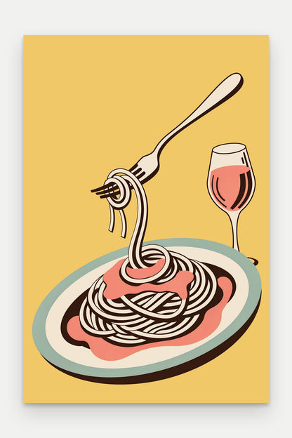 Obraz na płótnie Spaghetti pomodoro na blejtramie, bez ramy, format 20 × 30 cm
