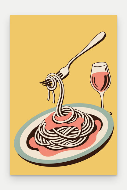 Obraz na płótnie Spaghetti pomodoro na blejtramie, bez ramy, format 40 × 60 cm