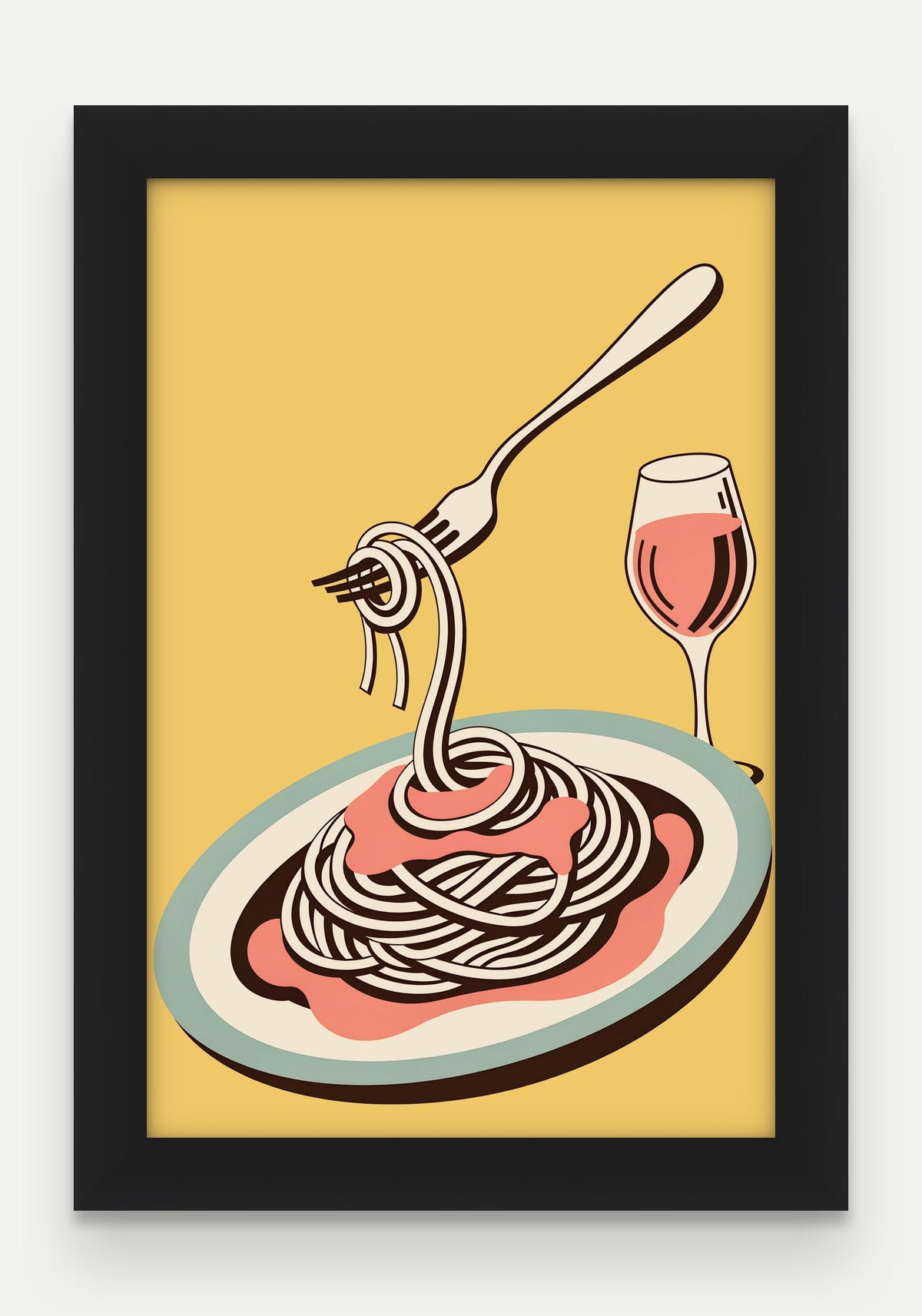 Obraz na płótnie Spaghetti pomodoro w ramie, oprawa: drewno czarne, format 20 × 30 cm