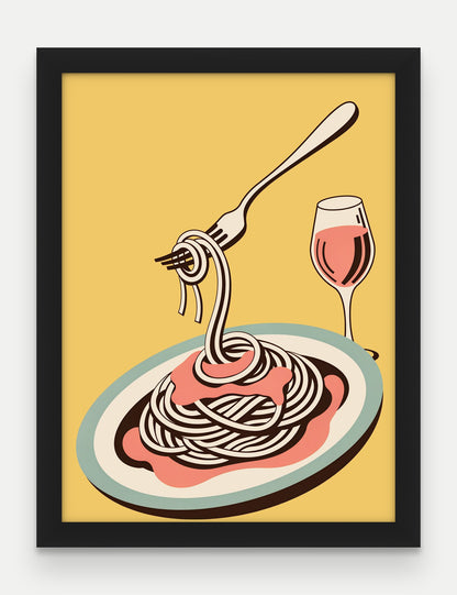 Obraz na płótnie Spaghetti pomodoro w ramie, oprawa: drewno czarne, format 30 × 40 cm