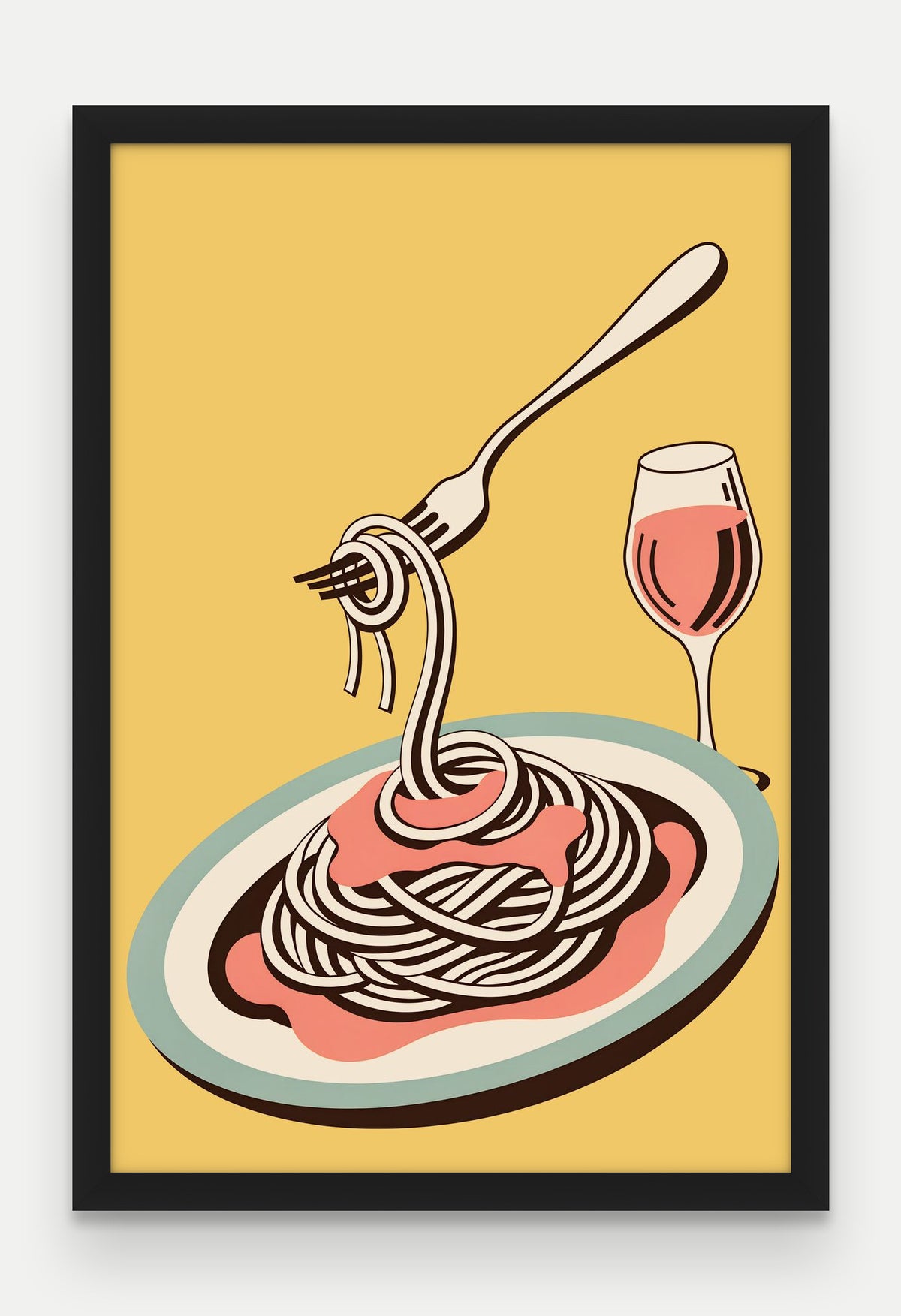 Obraz na płótnie Spaghetti pomodoro w ramie, oprawa: drewno czarne, format 40 × 60 cm