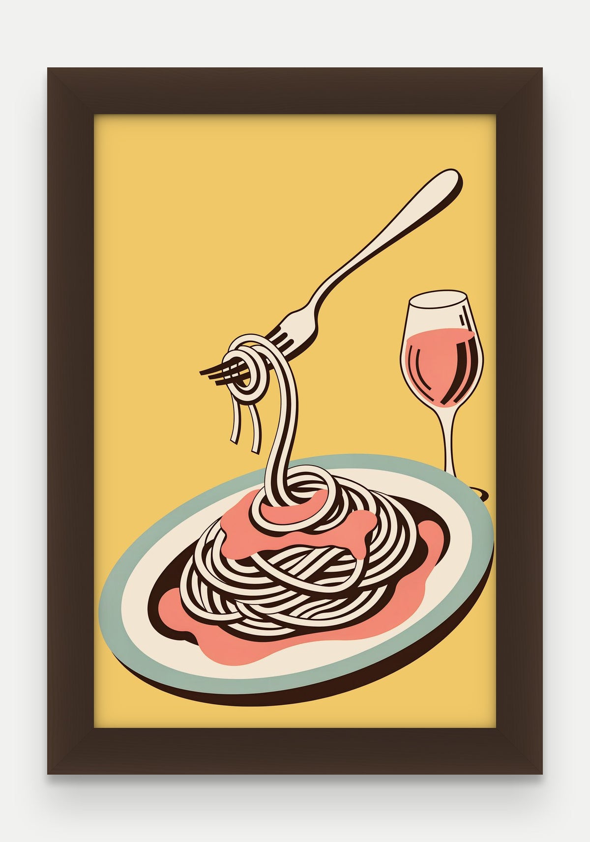 Obraz na płótnie Spaghetti pomodoro w ramie, oprawa: drewno brązowe, format 20 × 30 cm