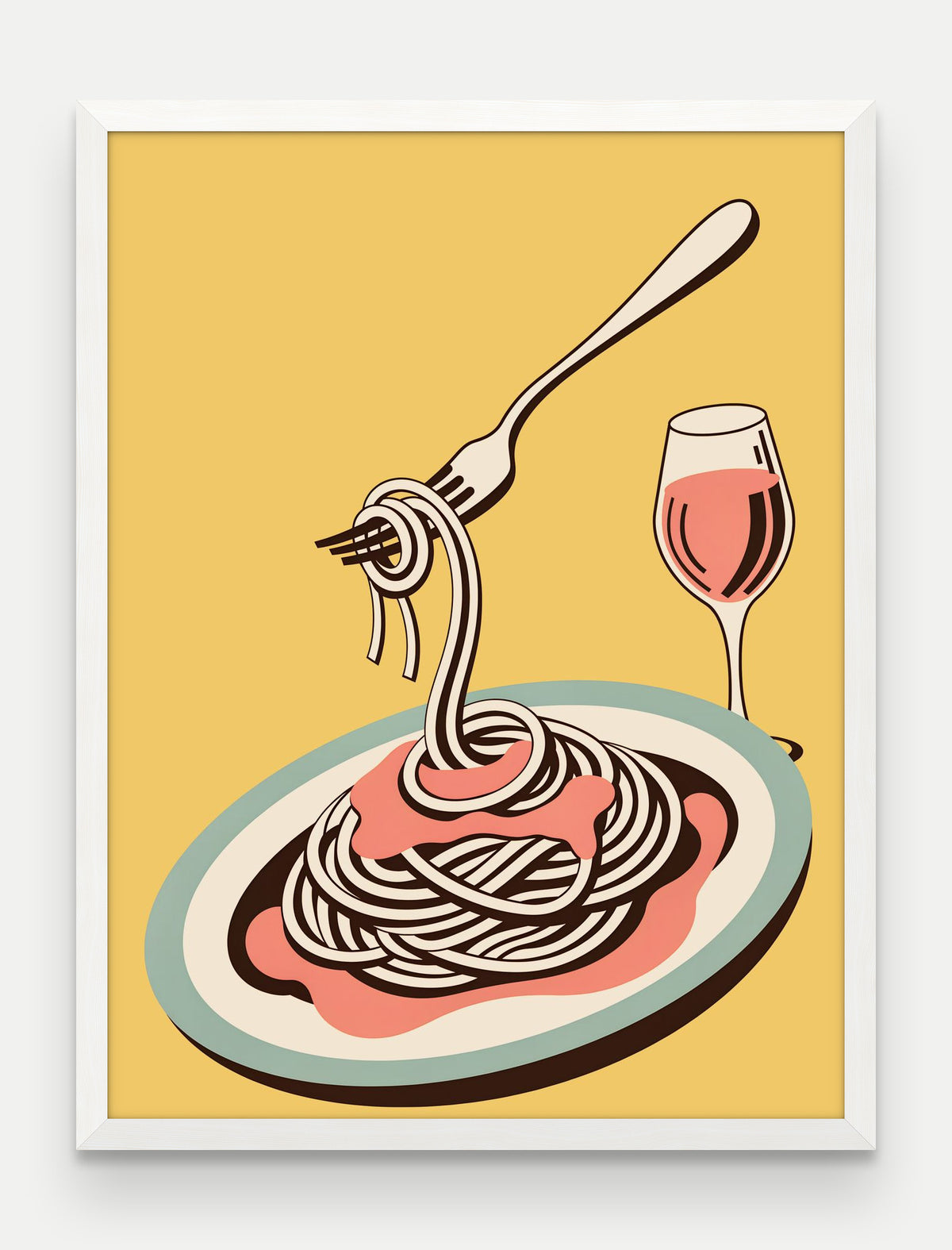 Obraz na płótnie Spaghetti pomodoro w ramie, oprawa: drewno białe, format 60 × 80 cm
