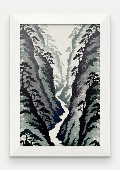 Obraz na płótnie Wawoz w ramie, oprawa: drewno białe, format 20 × 30 cm