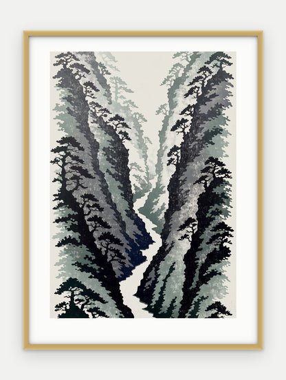 Plakat Wąwóz w ramie, oprawa: aluminium złote, z passe-partout, format 30 × 40 cm