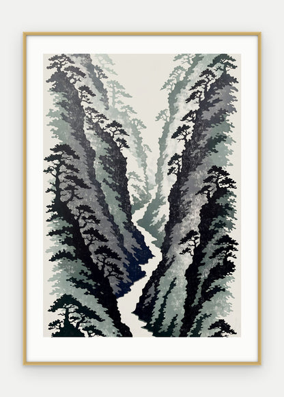 Plakat Wąwóz w ramie, oprawa: aluminium złote, z passe-partout, format 50 × 70 cm