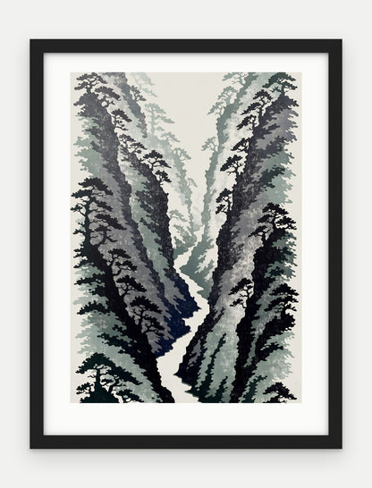 Plakat Wąwóz w ramie, oprawa: drewno czarne, z passe-partout, format 30 × 40 cm