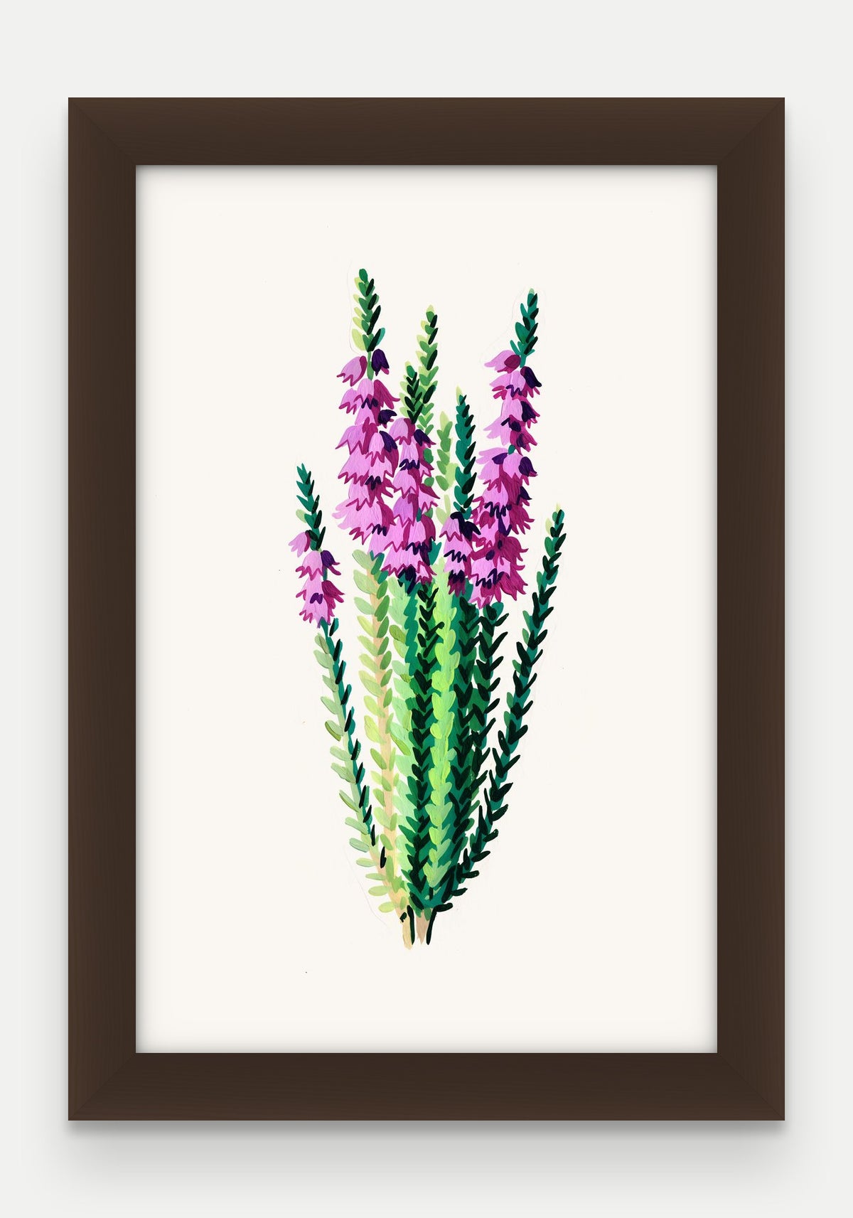 Obraz na płótnie Wrzos w ramie, oprawa: drewno brązowe, format 20 × 30 cm