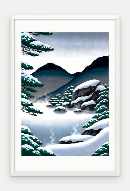 Plakat Źródło w ramie, oprawa: drewno białe, z passe-partout, format 40 × 60 cm